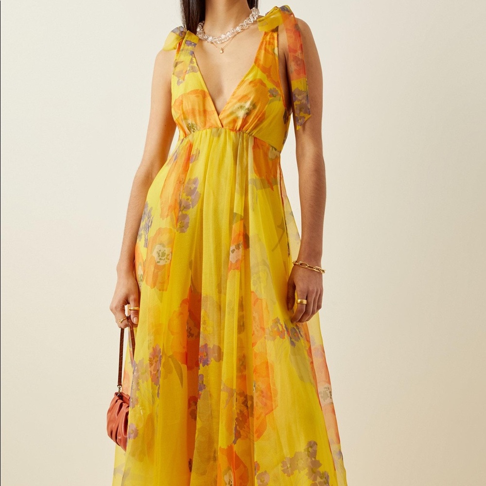 STAUD Dandelion Floral Organza Maxi Dress Size 4